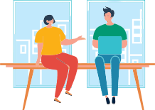 Man and woman discussing on the table
